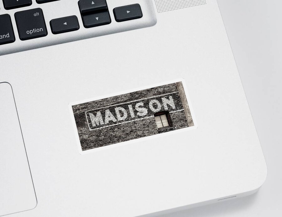 Madison Sticker featuring the photograph Madison sign by Steven Ralser