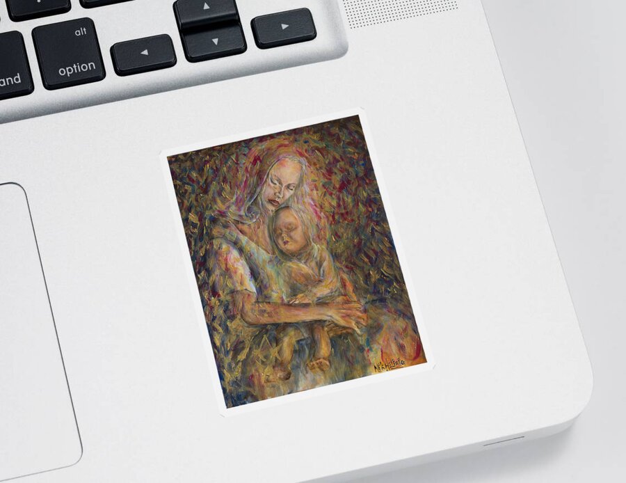 Mother Sticker featuring the painting Madonna and Child by Nik Helbig