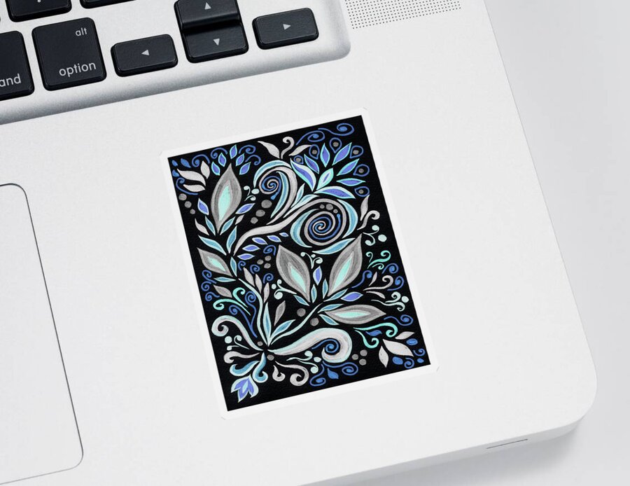 Floral Pattern Sticker featuring the painting Magical Floral Pattern Tiffany Stained Glass Mosaic Decor XVII by Irina Sztukowski