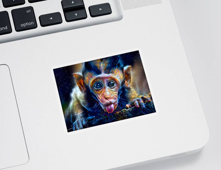 Monkey Sticker featuring the digital art Magical Monkey by Debra Kewley