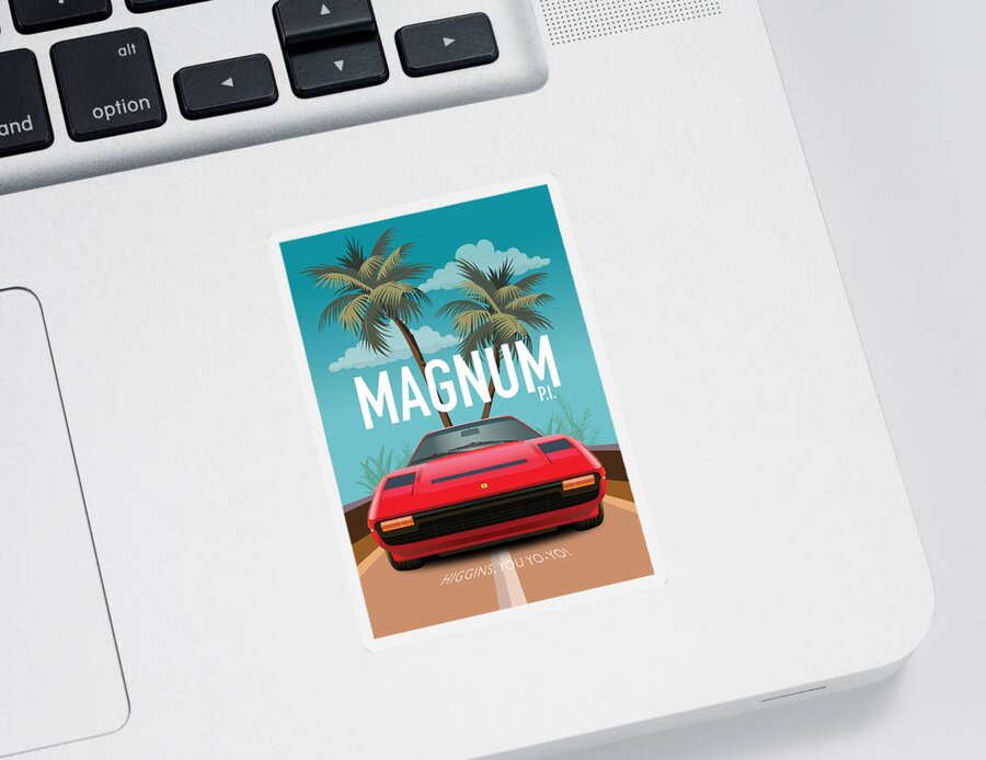 Movie Poster Sticker featuring the digital art Magnum PI TV Series Poster by Movie Poster Boy