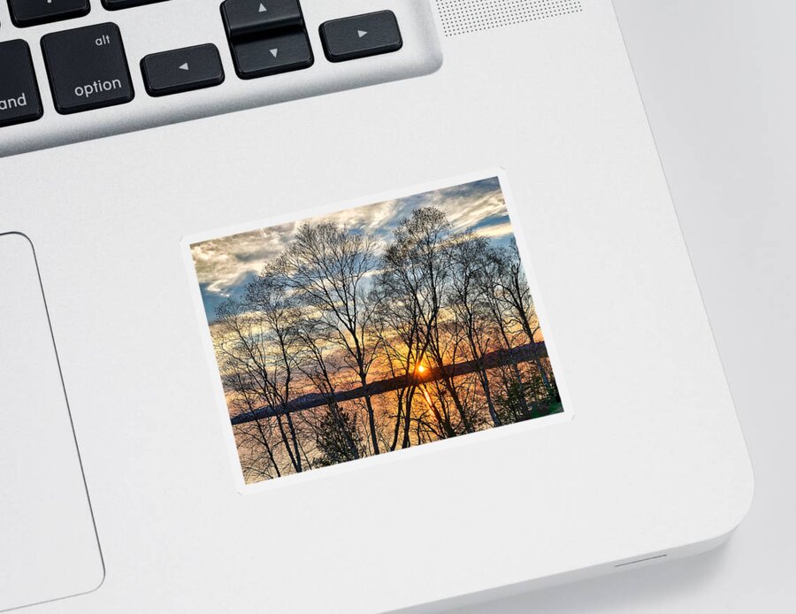 Sun Sticker featuring the photograph Maine Autumn Sunset by Russel Considine