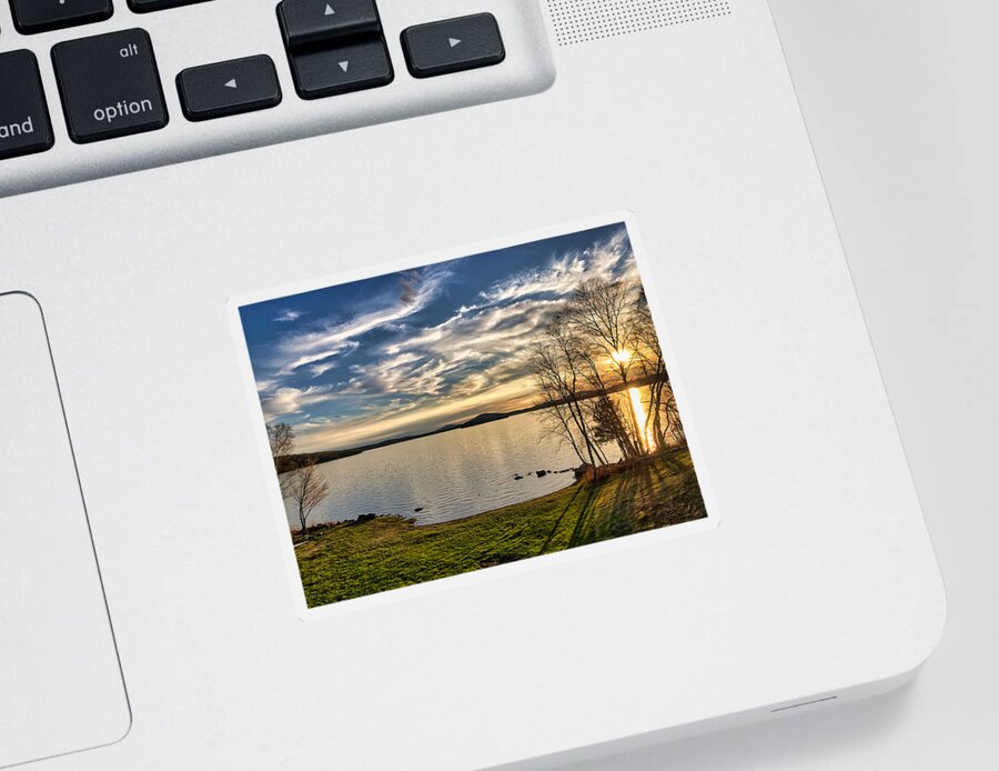 Sun Sticker featuring the photograph Rangeley Maine Sunset and Clouds by Russel Considine