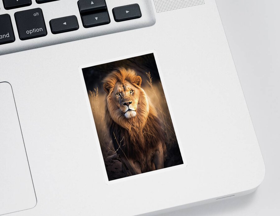 Lion Sticker featuring the digital art Majestic Lion 01 by Matthias Hauser