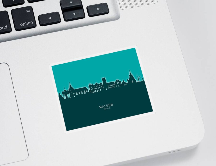 Maldon Sticker featuring the digital art Maldon England Skyline #30 by Michael Tompsett