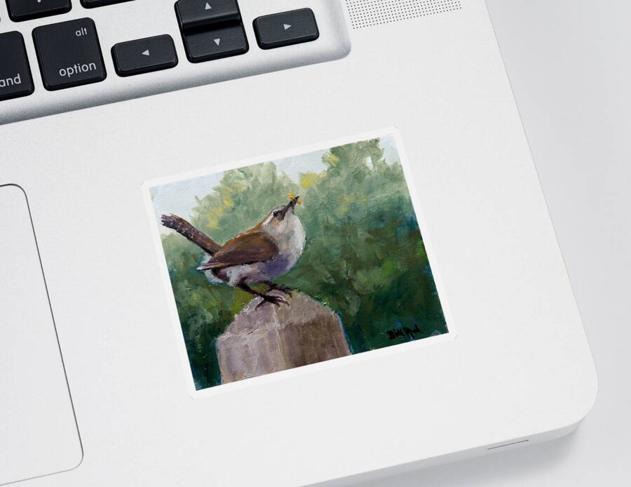 Nature Sticker featuring the painting Mama Wren by William Reed