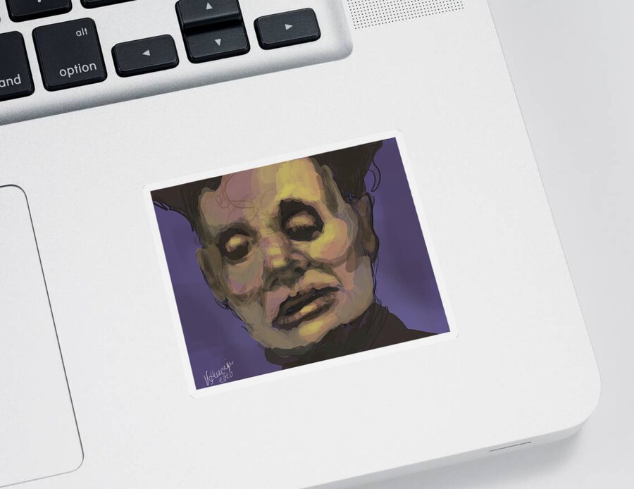 #portrait Sticker featuring the digital art Man in Violet by Veronica Huacuja