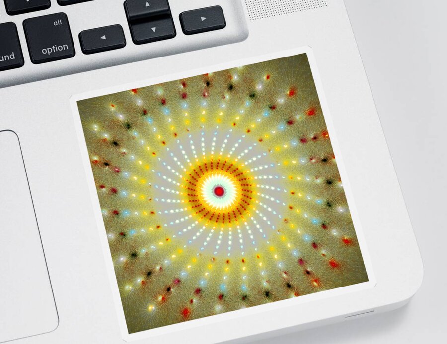 Digital Art Sticker featuring the digital art Mandala Winter Sun by Aleksandrs Drozdovs