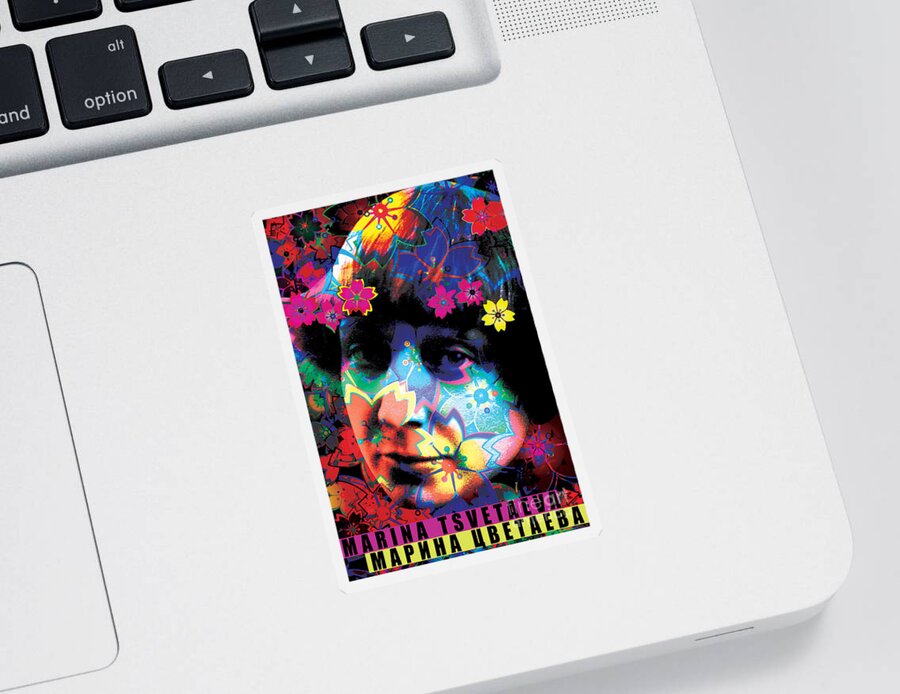 Marina Tsvetaeva Sticker featuring the digital art Marina Tsvetaeva by Zoran Maslic