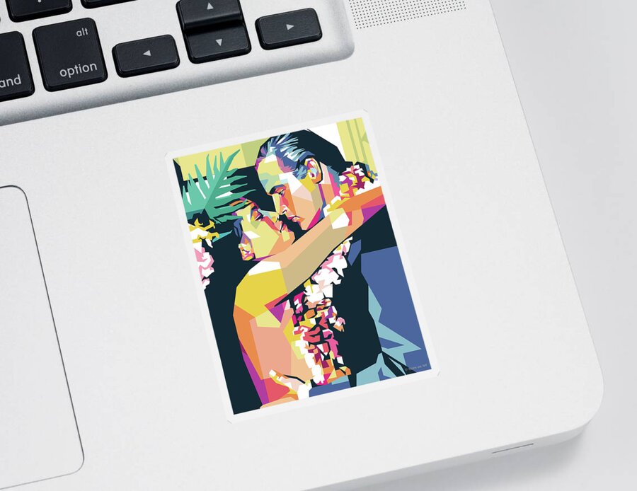 Marlon Brando Sticker featuring the digital art Marlon Brando and Tarita Teri'ipaia by Movie World Posters