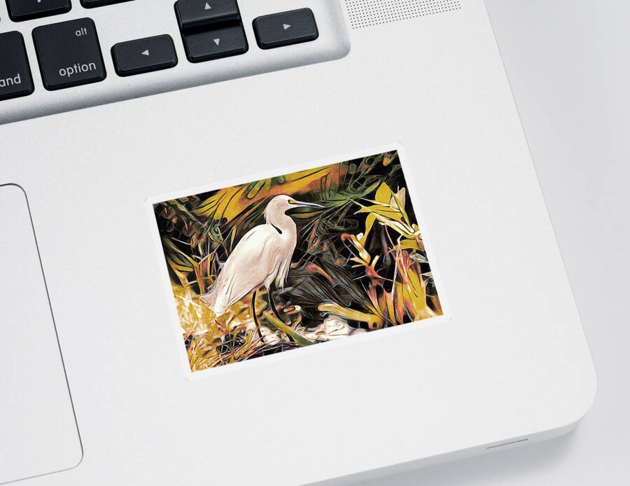 Marsh Heron Sticker featuring the painting Marsh Heron by Susan Maxwell Schmidt