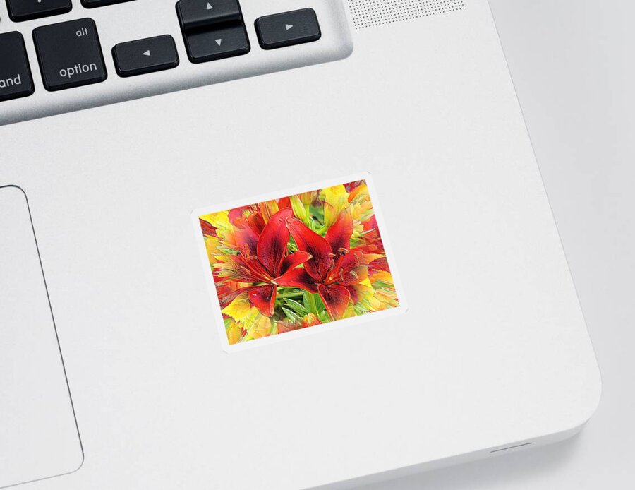  Sticker featuring the digital art Masked Lilies by Beverly Read