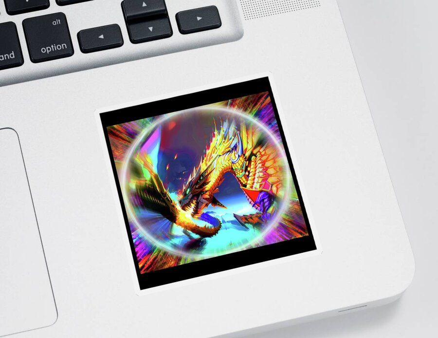 Monster Sticker featuring the digital art Mech Dragon ATTACKS by Shawn Dall