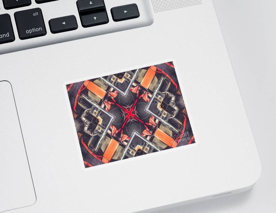 Orange Sticker featuring the digital art Mechanical Orange by Phil Perkins