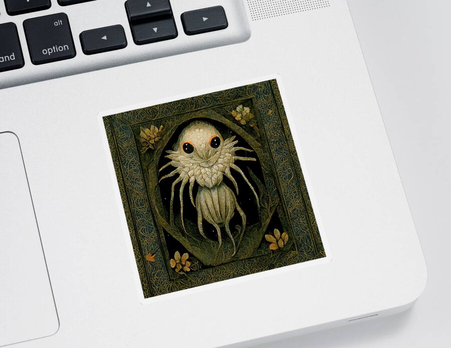 Medieval Sticker featuring the digital art Medieval Creature by Nickleen Mosher