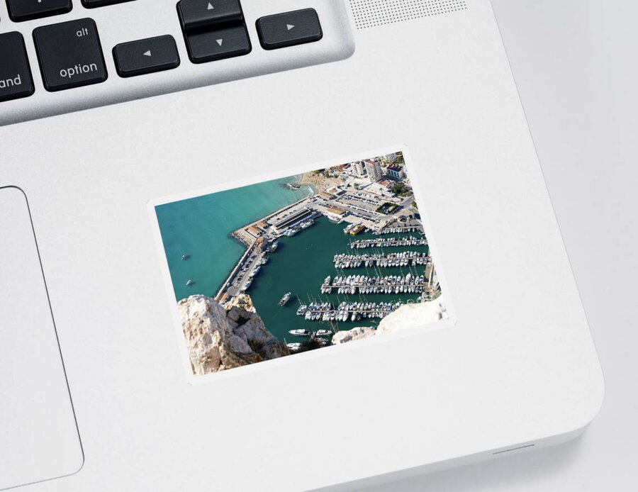Mediterranean Sticker featuring the photograph Mediterranean coast and port in Calpe 3 by Adriana Mueller