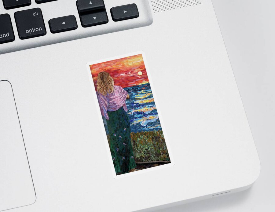 Mosaic Sticker featuring the mixed media Mediterranean Sunset by Adriana Zoon