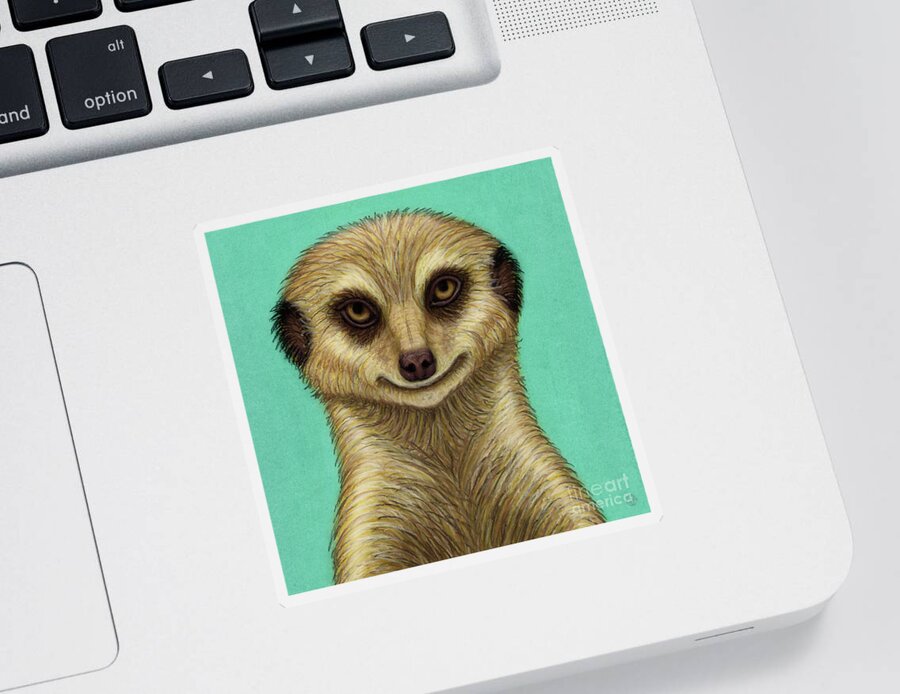Meerkat Sticker featuring the painting Meerkat Mob Boss by Amy E Fraser