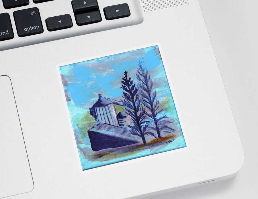 Blue Sticker featuring the painting Menahga Morning by Tammy Nara