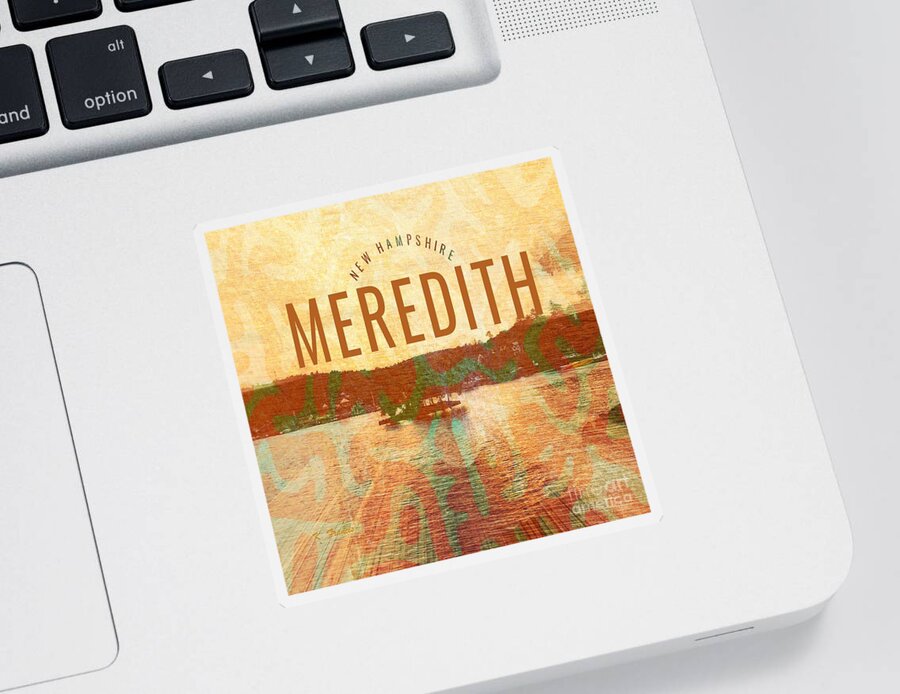 Meredith Sticker featuring the digital art Meredith New Hampshire by Karen Francis