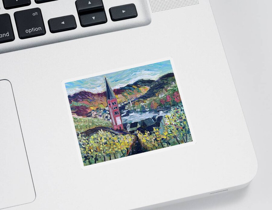Merl Sticker featuring the painting Merl Vineyard Germany by Roxy Rich