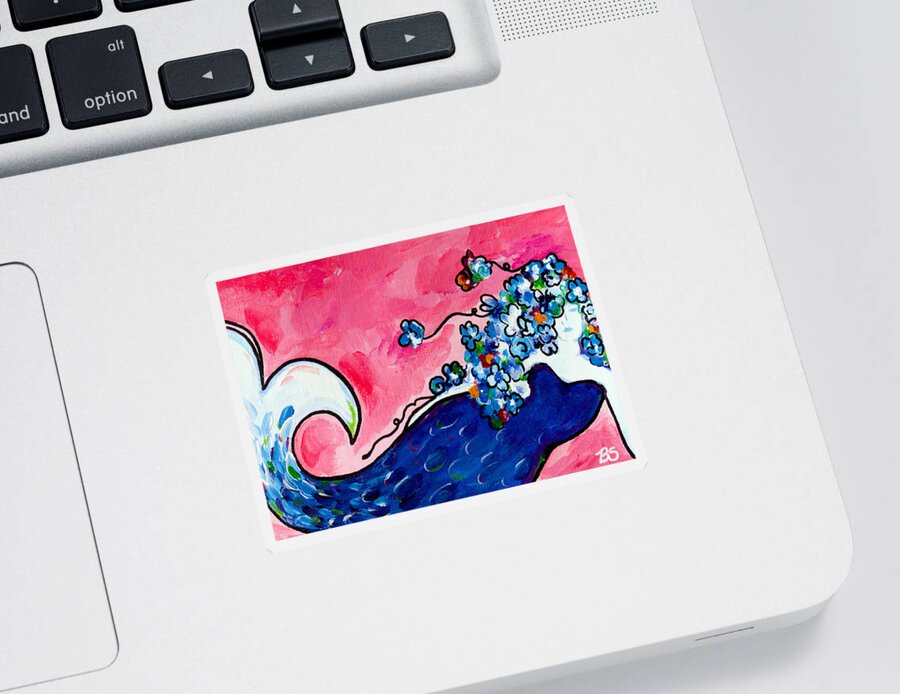 Pink Sticker featuring the painting Mermaid by Beth Ann Scott