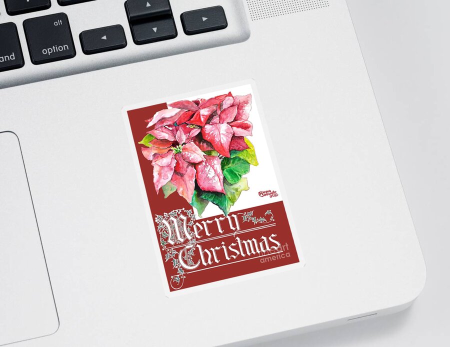 Merry Christmas Sticker featuring the painting Merry Christmas by Merana Cadorette
