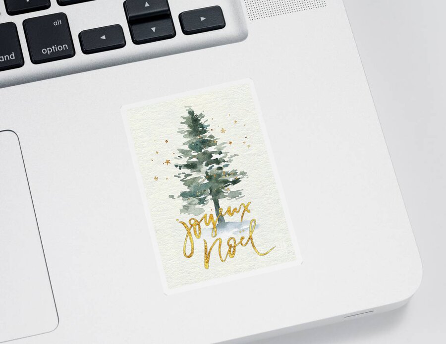 Merry Christmas Sticker featuring the painting Watercolor Christmas Tree by Modern Art