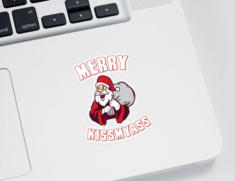 Christmas 2023 Sticker featuring the digital art Merry Kissmyass Funny Christmas by Flippin Sweet Gear