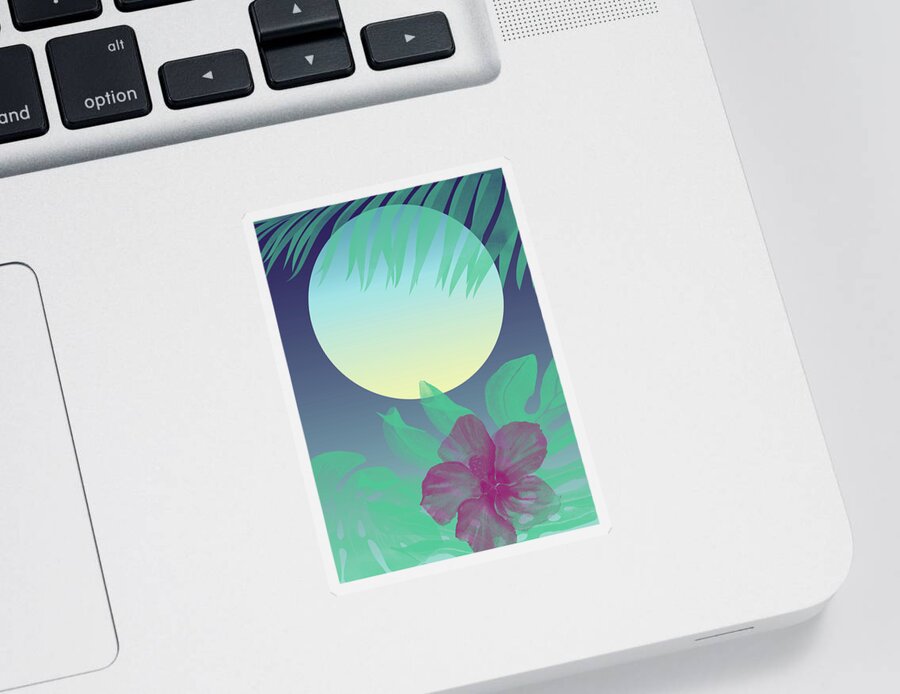Miami Sticker featuring the digital art Miami Dreaming - Night by Christopher Lotito