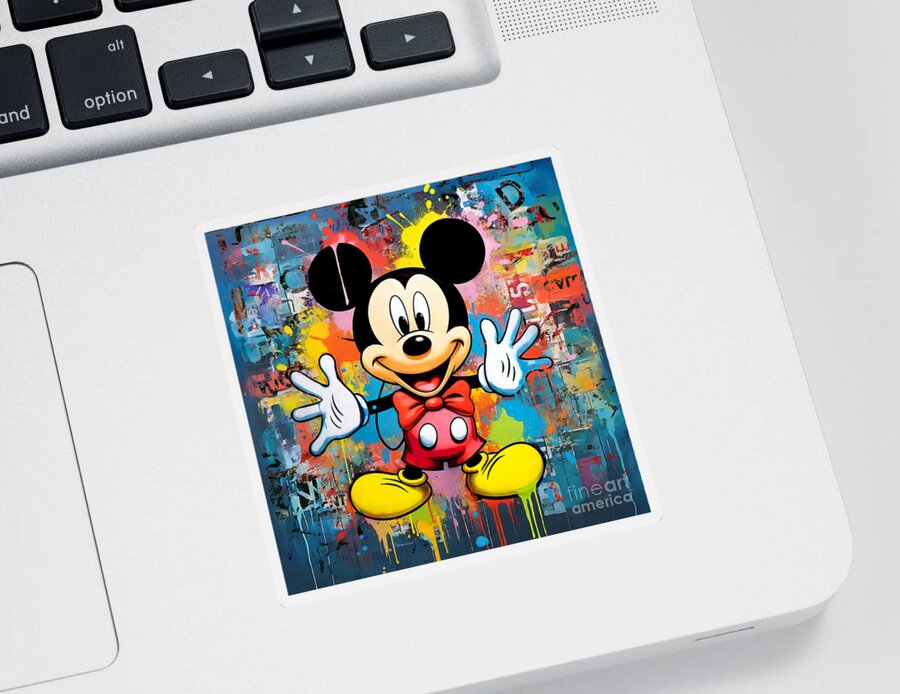 Mickey Mouse Sticker featuring the digital art Mickey Mouse 4 by Mark Ashkenazi
