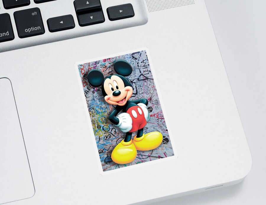 Mickey Mouse Sticker featuring the painting Mickey Mouse Pop Art Graffiti 8 by Tony Rubino