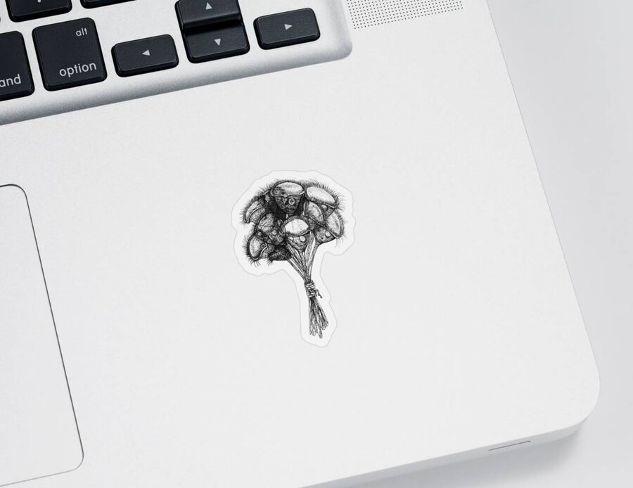 Protozoa Sticker featuring the drawing Microscopic Bouquet by Kate Solbakk