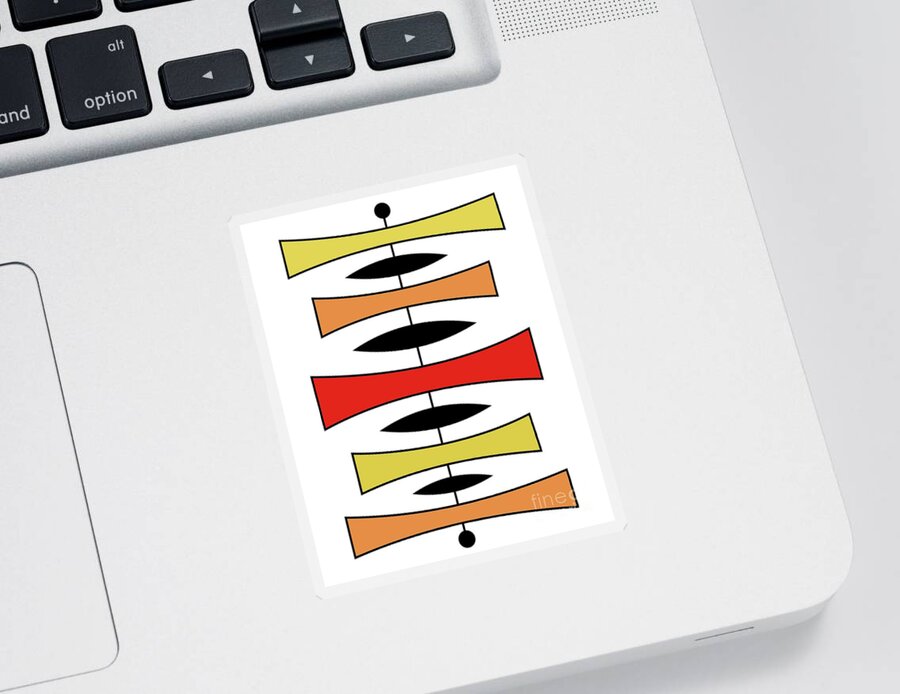 Mid Century Modern Sticker featuring the digital art Mid Century Modern Trapezoids in Warm Colors by Donna Mibus