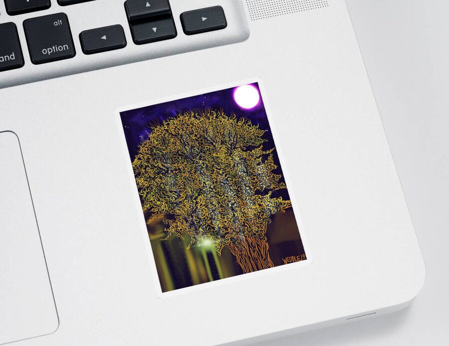 Midnight Sticker featuring the digital art Midnight Contemplation by Angela Weddle