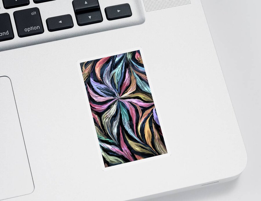 Digital Flowers Sticker featuring the painting Midnight Flower Pattern 9 by Jean Batzell Fitzgerald