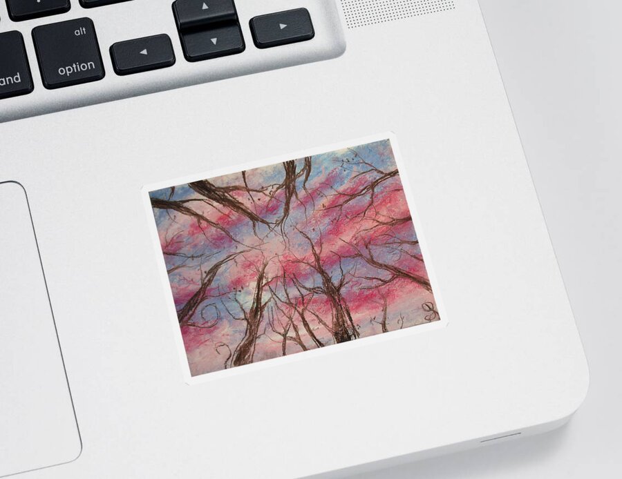 Forest Sky Sticker featuring the painting Midts by Jen Shearer