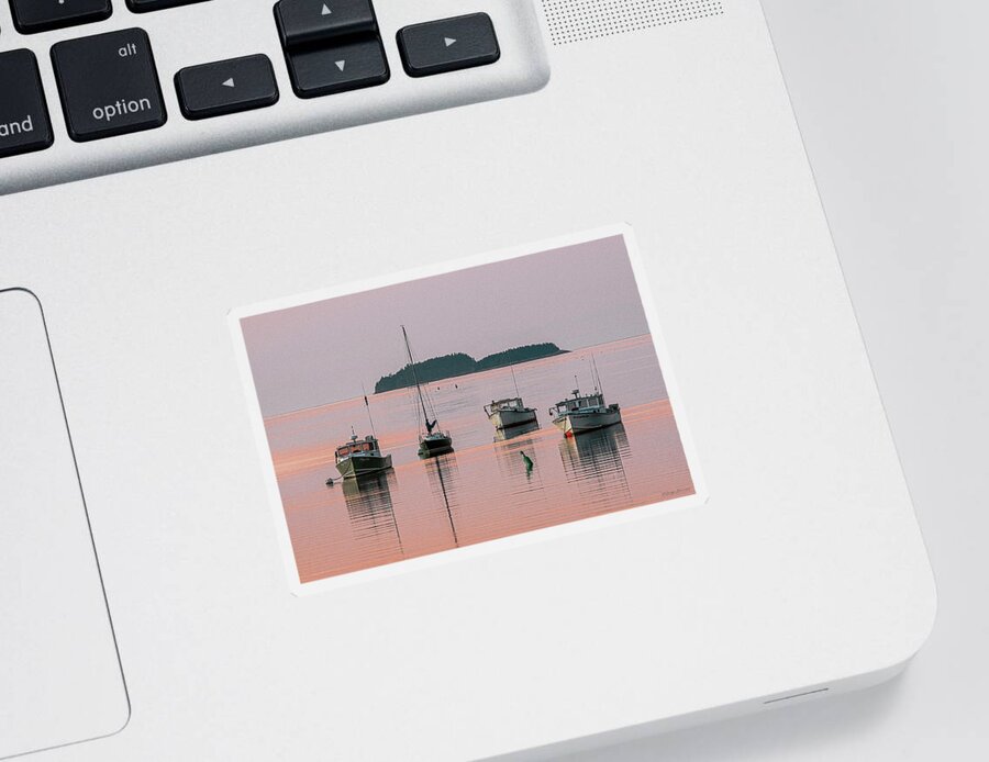 Milbridge Boats At First Light Sticker featuring the photograph Milbridge Boats At First Light by Marty Saccone