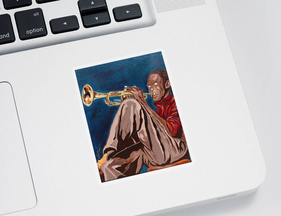  Sticker featuring the painting Miles Davis-Backstage by Bill Manson