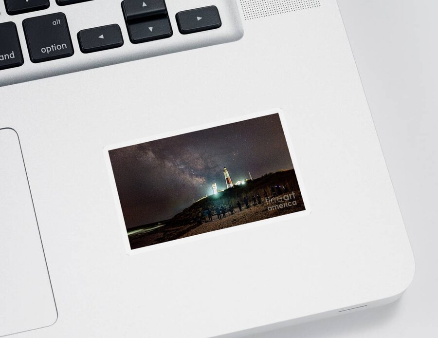 Lighthouse Sticker featuring the photograph Milky Way Over Montauk Lighthouse by Sean Mills