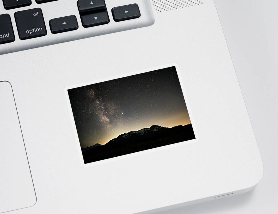 Timpanogos Mountain Sticker featuring the photograph Milky Way over Timpanogos by Wesley Aston