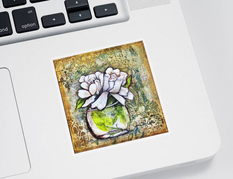 Gardenias Sticker featuring the mixed media Mimas Gardenias by Janis Lee Colon