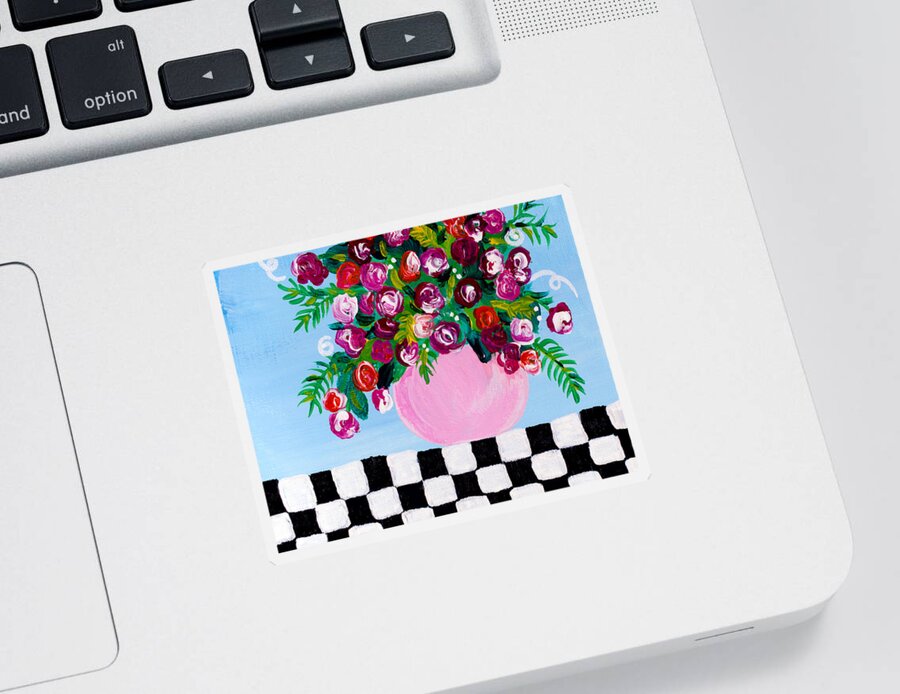 Floral Bouquet Sticker featuring the painting Mini Check 2 by Beth Ann Scott