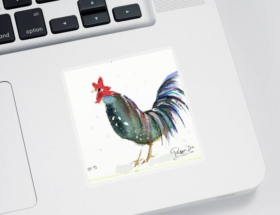 Whimsical Sticker featuring the painting Mini Rooster 3 by Roxy Rich