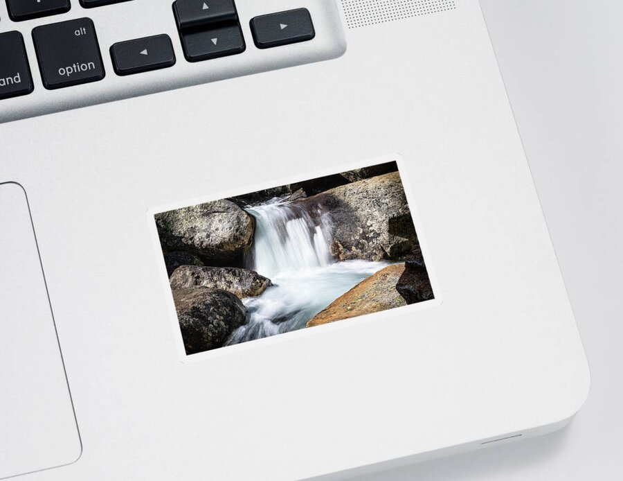 Eagle Lake Sticker featuring the photograph Mini Waterfall wide format by Gary Geddes