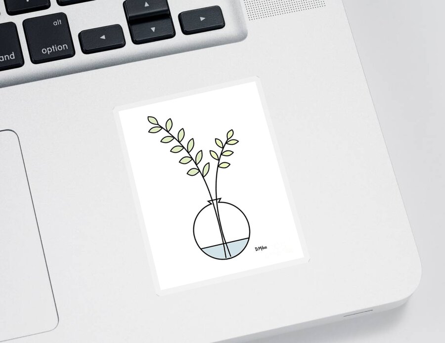 Minimalistic Design Sticker featuring the digital art Minimal Plant in Vase 1 by Donna Mibus