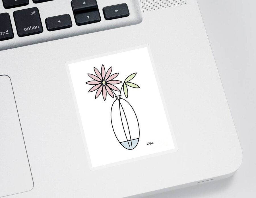 Minimalistic Design Sticker featuring the digital art Minimal Plant in Vase 4 by Donna Mibus