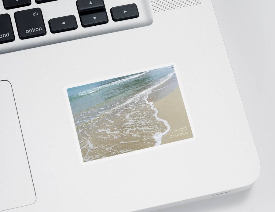 Minimalist Sticker featuring the photograph Clear sea water meets fine sand. Minimalist beach scene by Adriana Mueller