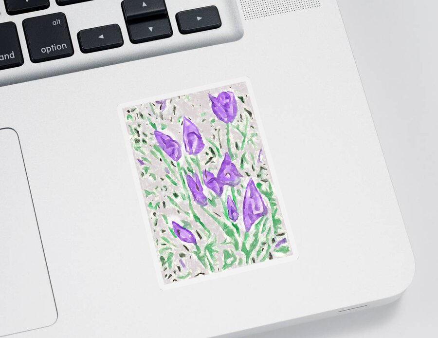 Tulips Sticker featuring the mixed media Minimalist Tulips by Christopher Reed