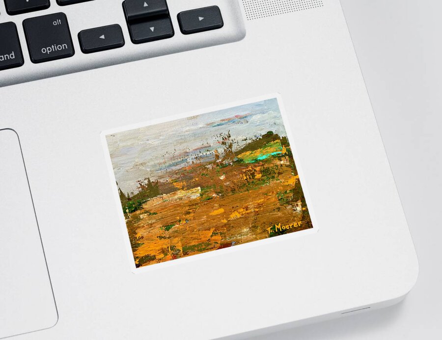 Landscape Sticker featuring the painting Misty Meadow by Teresa Moerer